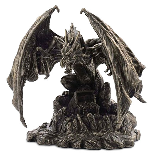 Bronze Dragon Figurine with Treasure Hoard