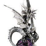 Silver Dragon Figurine with Purple Crystal