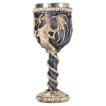 Alikiki Medieval Skull Dragon Wine Goblet - Dungeons And Dragons Chalice Goblet 15 8oz Stainless Steel Drinking Cup Got Dragon D D Fans Gift For Party Decor