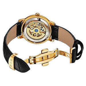 BOS Men's 'Dragon Collection' Luxury Gold Watch with Calfskin Strap
