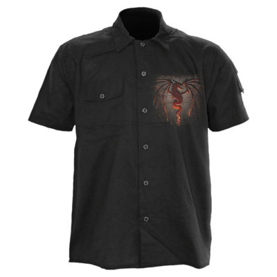 Men's Dragon Furnace Short Sleeve Stone Washed Shirt