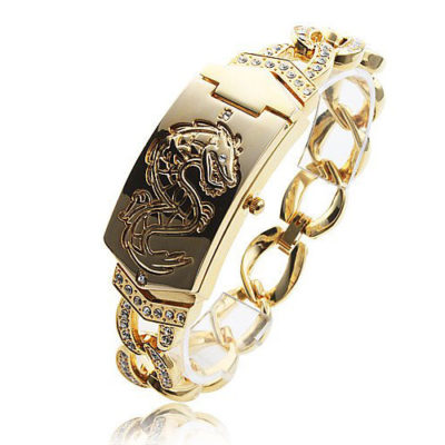 VERNESS Women's Gold Alloy Quartz Bracelet Dragon Watch