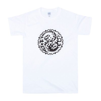 Yin Yang Dragon T-Shirt White - Unisex Dragon Printed Tee Shirt