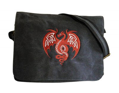 Black Canvas Celtic Dragon Messenger Bag