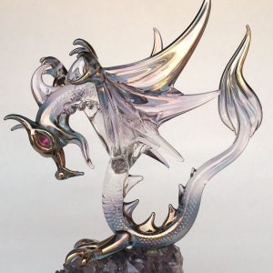 Hand Blown Glass Winged Flying Dragon Figurine