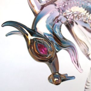 Hand Blown Glass Winged Flying Dragon Figurine