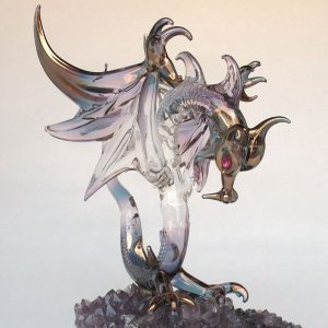 Hand Blown Glass Winged Flying Dragon Figurine