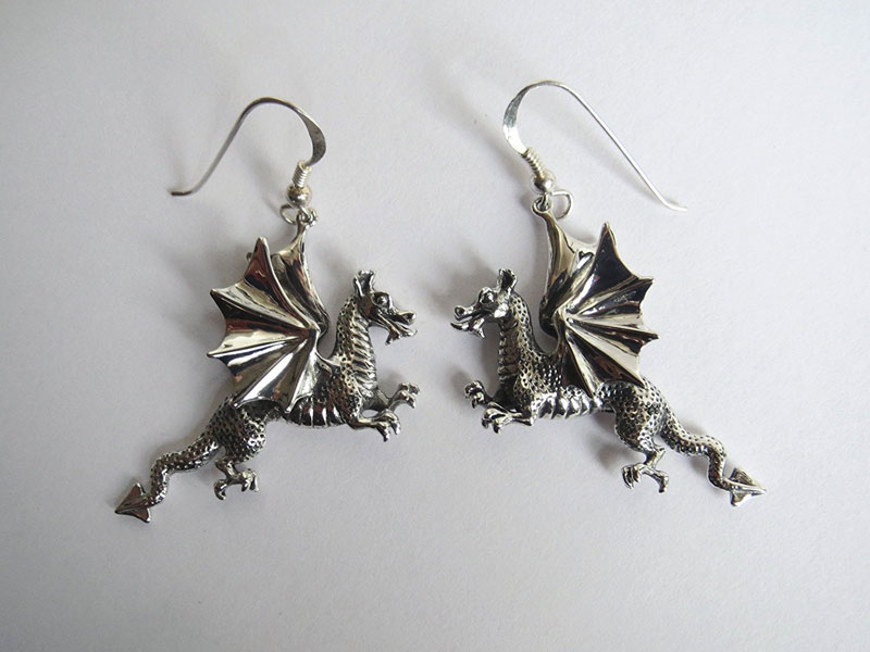 Sterling Silver Earrings Dragon Hallmarked Solid 925 New Nickel Free Empress