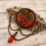 Handmade Dragon Hair Clip with Black and Red Crystals