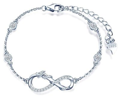 Infinity Lucky Dragon Bracelet in 925 Sterling Silver