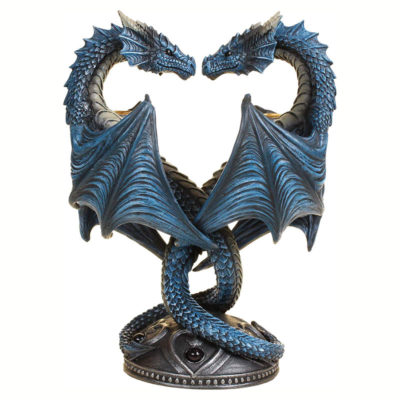 Anne Stokes Nemesis Now Dragon Heart Candle Holder in Blue