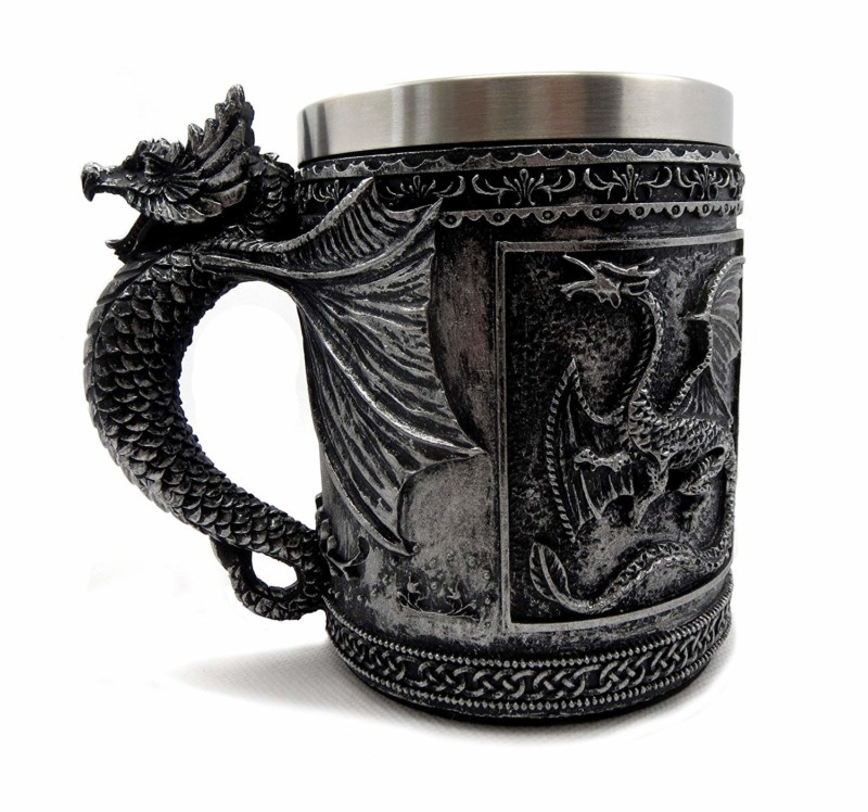 3D Dragon Métal Tankard Bière Tasse Gothic Fantasy carafe Nouveauté autel mythique 