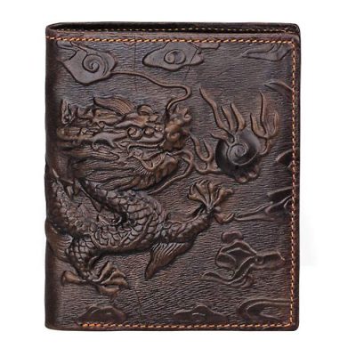 Men's Genuine Leather Dragon Wallet with Credit Card Holder - Medium