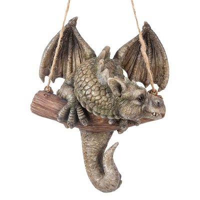 Grey Rocking Wing Hanging Dragon Ornament