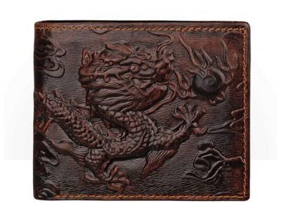 Men's Genuine Leather Dragon Wallet with Credit Card Holder - Small