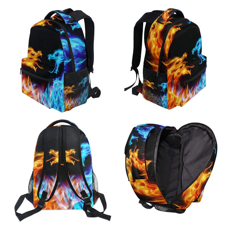 Blue and Red Fire Dragons Backpack