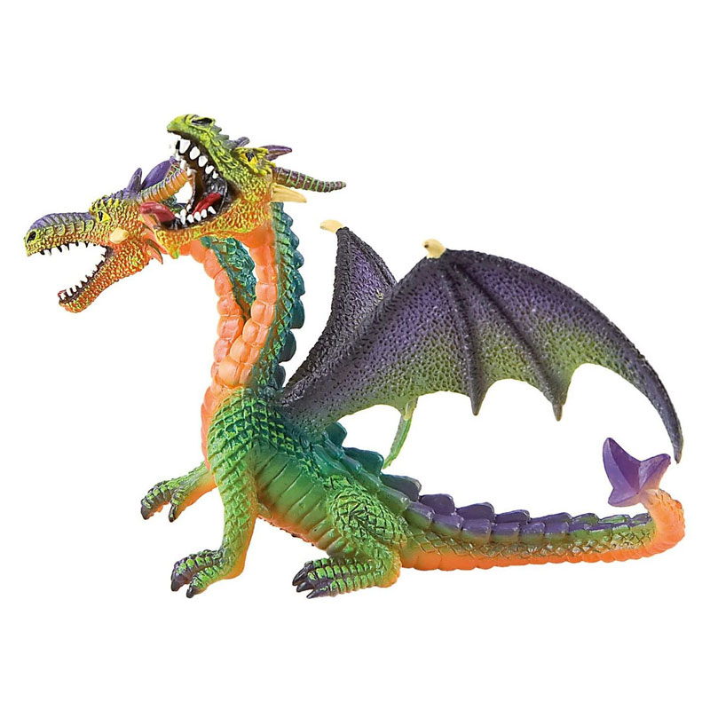 Multicoloured Double-Headed Dragon Figurine
