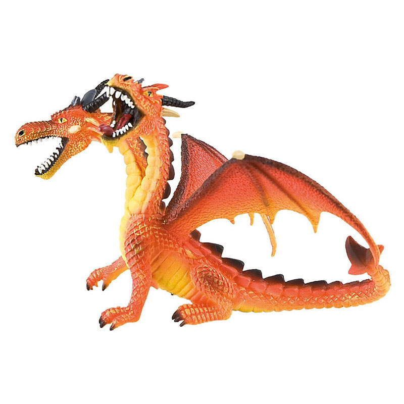 Orange Double-Headed Dragon Figurine