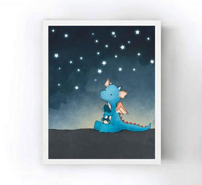 Under a Starry Sky - Dragon Art Print