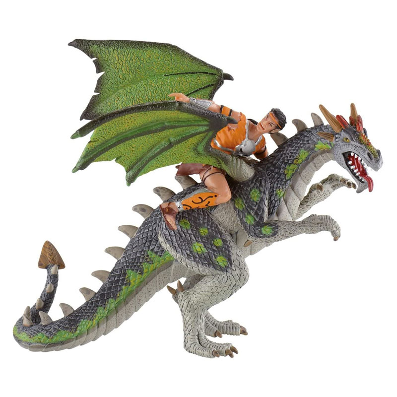 NEW Bullyland GREEN DRAGON solid plastic toy magic myth fantasy fire bird 