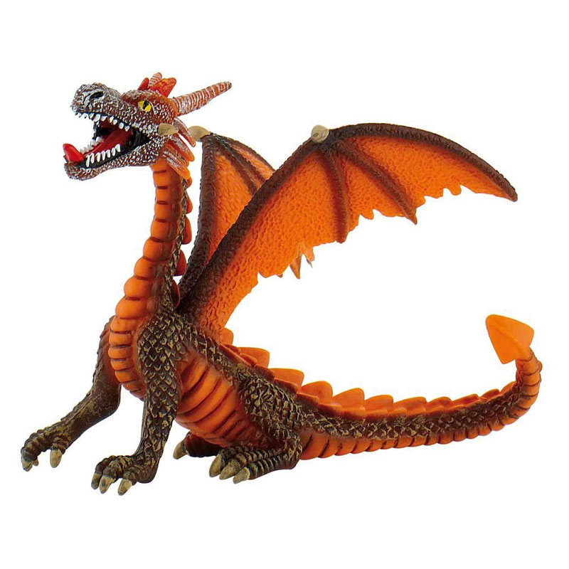 Sitting Orange Dragon Figurine