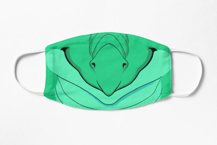 Emotive Teal Happy Dragon Mask