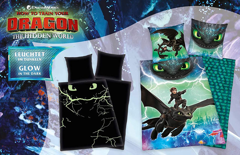 How to Train Your Dragon: The Hidden World Reversible and Glow-in-the-Dark Bedding Set