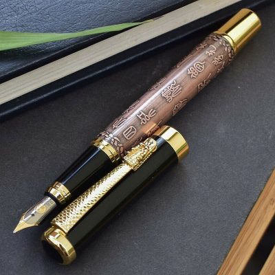 Luoshi Antique Copper Dragon Fountain Pen