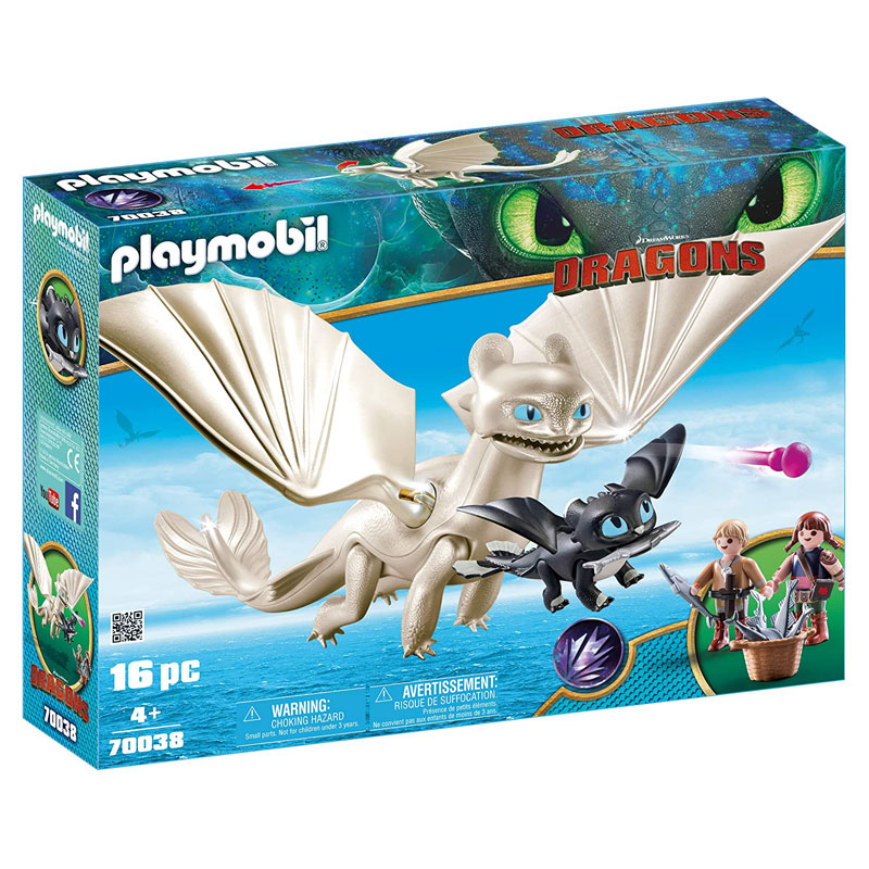 Playmobil 70038 DreamWorks Dragons, Light Fury with Baby Dragon and Children