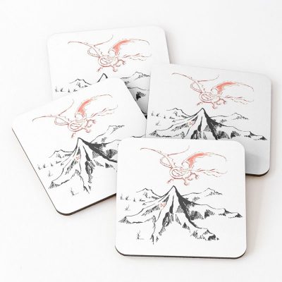 Red Dragon Above Solitary Peak Drinks Coasters