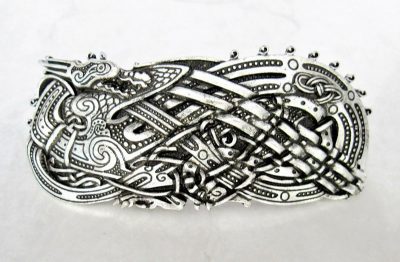 Silver Metal Viking Celtic Dragon Hair Clip Barrette