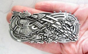 Silver Metal Viking Celtic Dragon Hair Clip Barrette