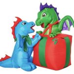 Inflatable Light Up Baby Dragons with Christmas Present