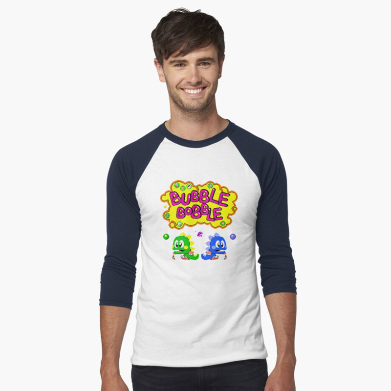 Bubble Bobble Baseball ¾ Sleeve T-Shirt by iloveamiga