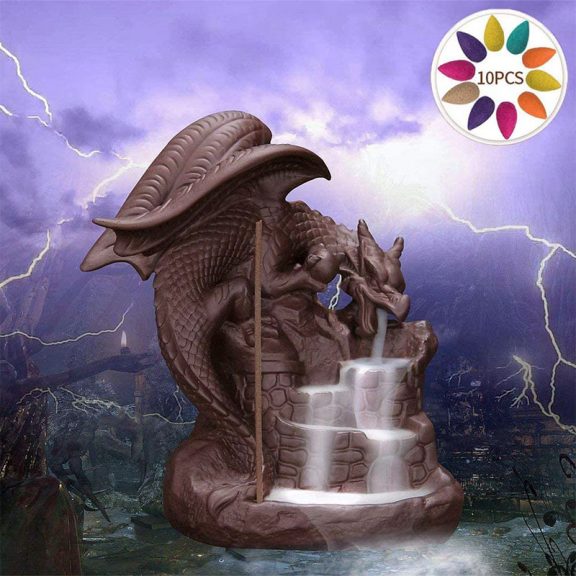 Dragon on Waterfall Backflow Incense Holder Everything Dragon Shop