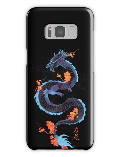 Orange Flowers with Blue Dragon Case for Samsung Galaxy Phones