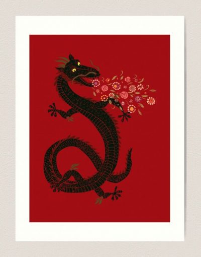 Flower Breathing Dragon Art Print