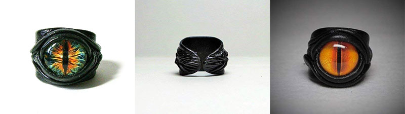 Handmade Genuine Leather Adjustable Dragon Eye Ring