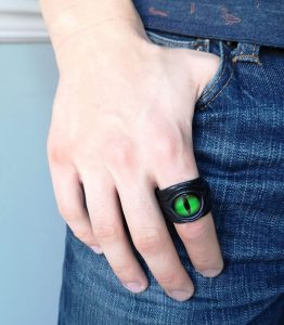 Handmade Genuine Leather Adjustable Dragon Eye Ring