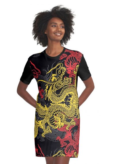 Asian Dragon Graphic Dress