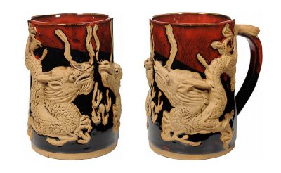 Red Imperial Dragon Handmade Pottery Mug