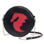 Alchemy Gothic Round Black Purse with Red Dragon Motif