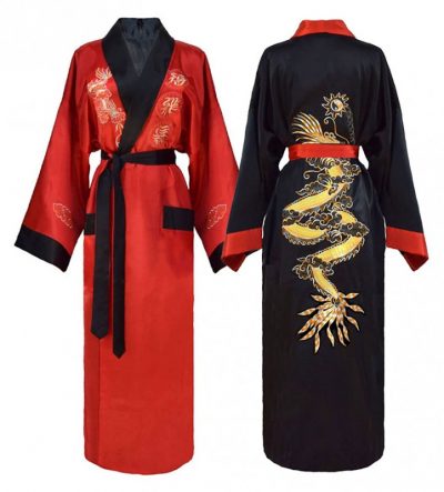 Women's Reversible Japanese Dragon Kimono Dressing Gown