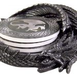 Set of 4 Dragon Coasters with Holder