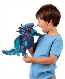 Folkmanis Three-Headed Blue Dragon Hand Puppet