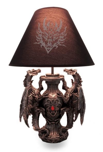 Gothic Guardians of Light Medieval Dragons Table Lamp