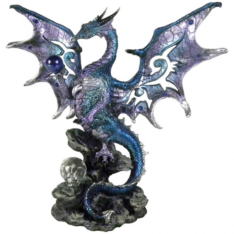 Figurine Dragon Sur Croissant De Lune Nemesis Now - Résine Peinte à La Main, Violet Métallisé, 8,2 X 5 X 11,5 Cm