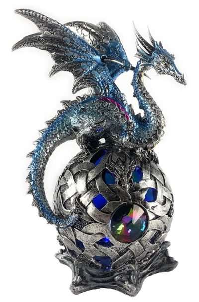 Light Up LED Orb Dragon Figurine in Blue