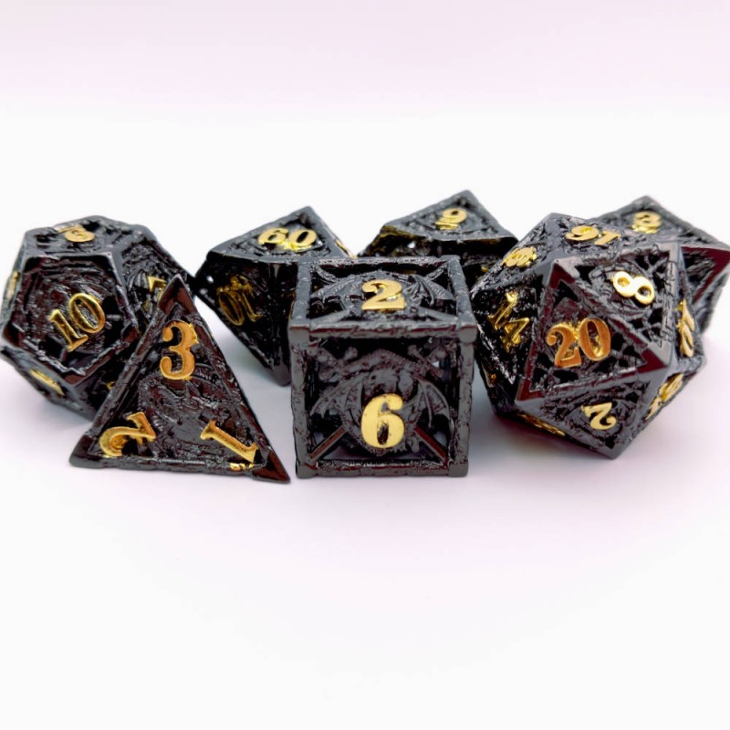 Black & Gold Draconic Guardian Dice Set