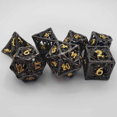 Hollow Black & Gold Dragon Dice